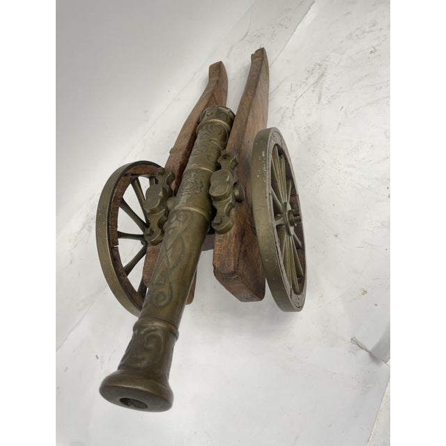 Brown Vintage Cannon in Bronze and Wood, 1950s For Sale - Image 8 of 14