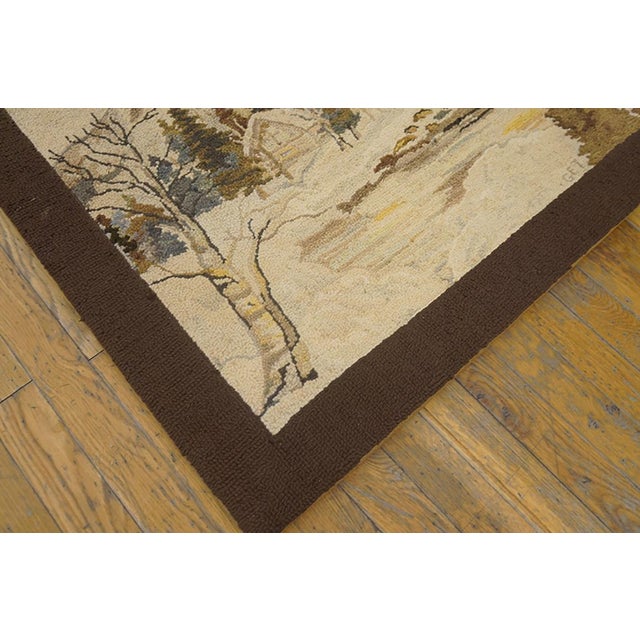 Early 20th Century 1930s Multicolor Scene Pictorial Antique American Hooked Rug 2'4" X 3'0" Handknotted Wool Carpet For Sale - Image 5 of 6