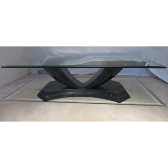 Art Deco C.1988-89 Robert Marcius(Designer) for Maitland-Smith(Mfr.) Nero Black, Tessellated Stone Large Cocktail Table For Sale - Image 3 of 11