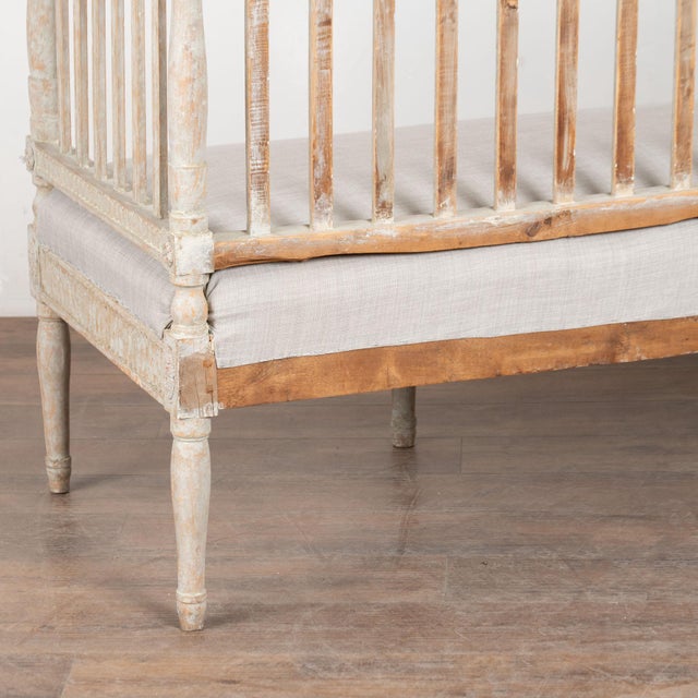 19th Century Swedish Gustavian Gray Painted Bench For Sale - Image 13 of 14
