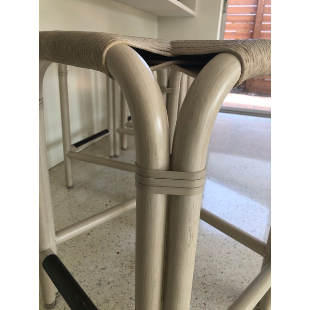 McGuire/Baker Furniture Set of 4 Rollick Woven Rattan Stools by Nicole Hollis Very Comfortable Backless Stools that are...