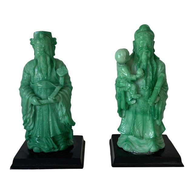 Vintage Asian Faux Jade Figurines a Pair Chairish