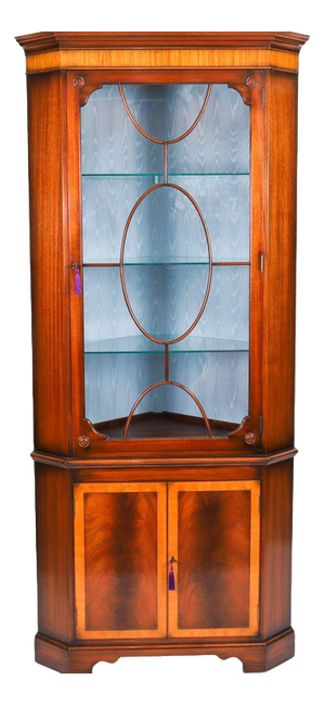 Vintage English Flame Mahogany Display Cabinet