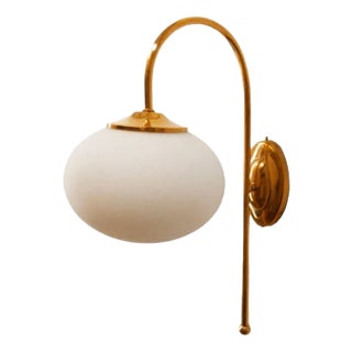 Ottone Wall Lamp with Oval White Glass For Sale