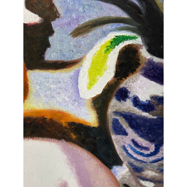 White Gia Dinh Bac Chien Tang "Young Women With a Lilies" Reproduction Print, Framed For Sale - Image 8 of 12