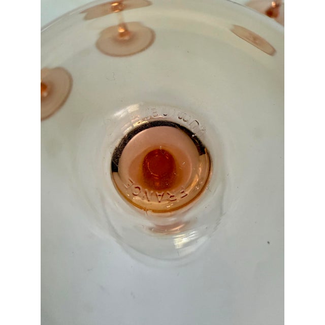 Glass Set of 5 Pink Stemmed Luminarc Wine Glasses Made in France For Sale - Image 7 of 7