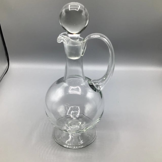 1970s Edwardian Style Decanter With Stopper Hand Blown Romanian For Sale - Image 5 of 13