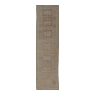 Vintage Turkish Oushak Runner in Soft Colors 3' X 12' For Sale