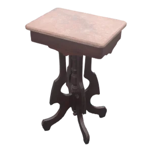 Antique Marble Top Parlor Table, Early 20th Century Side Table