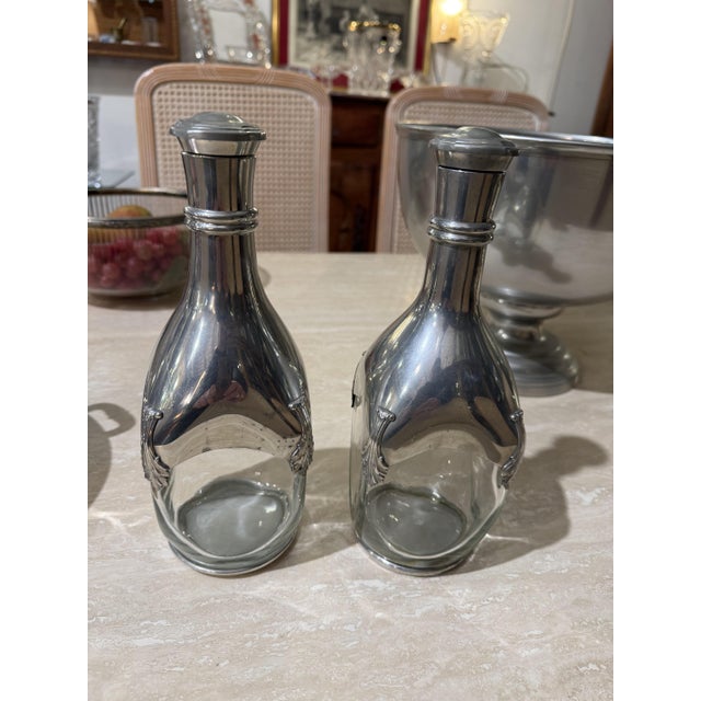 1950s Crystal and Pewter Decanters, 1950s, Set of 2 For Sale - Image 5 of 5