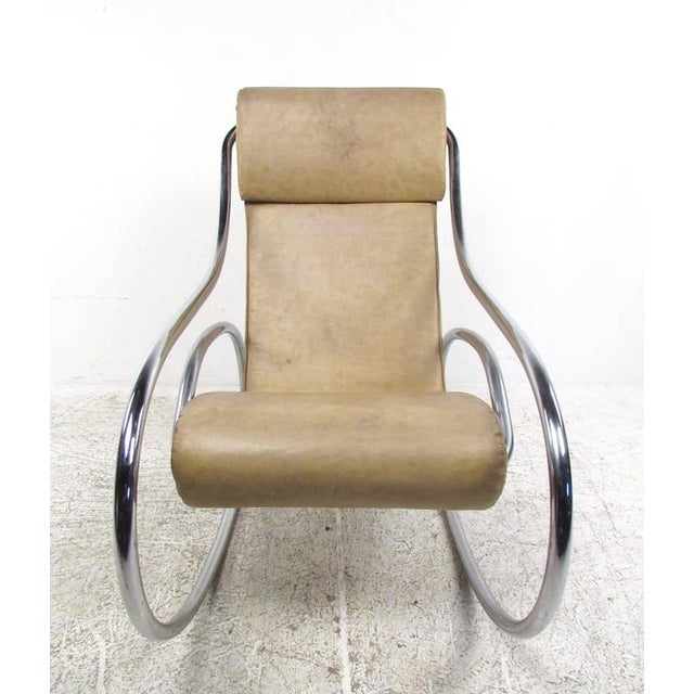 MidCentury Modern Tubular Chrome Rocking Chair Chairish