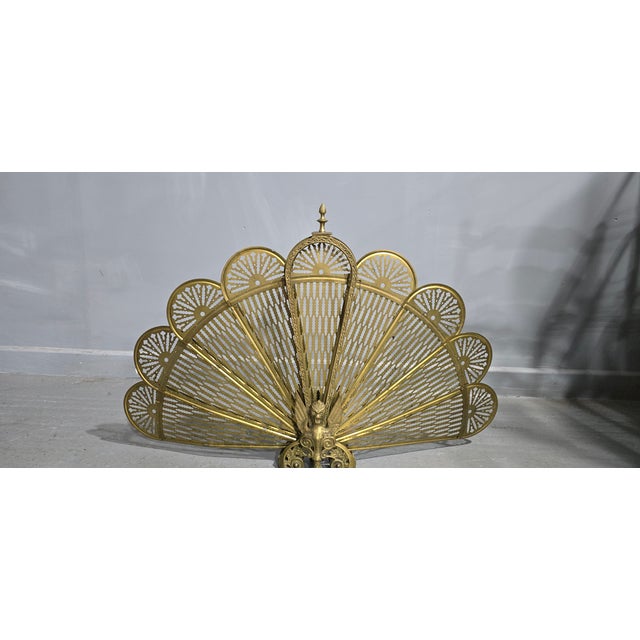 Brass Peacock Fire Screen, 1920 For Sale - Image 6 of 9