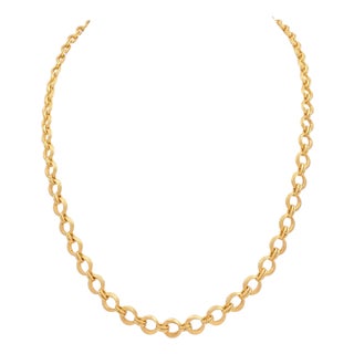 24 Karat Pure Gold Hand Made Yellow Gold Link Chain Necklace, 22.3 Gm, 16 Inch For Sale