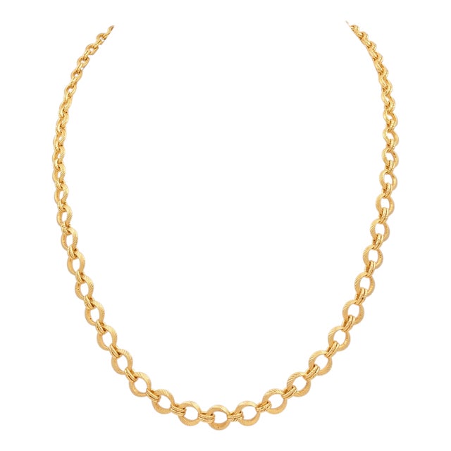 24 Karat Pure Gold Hand Made Yellow Gold Link Chain Necklace, 22.3 Gm, 16 Inch For Sale