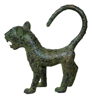 Large Bronze Leopard Sculpture, Benin