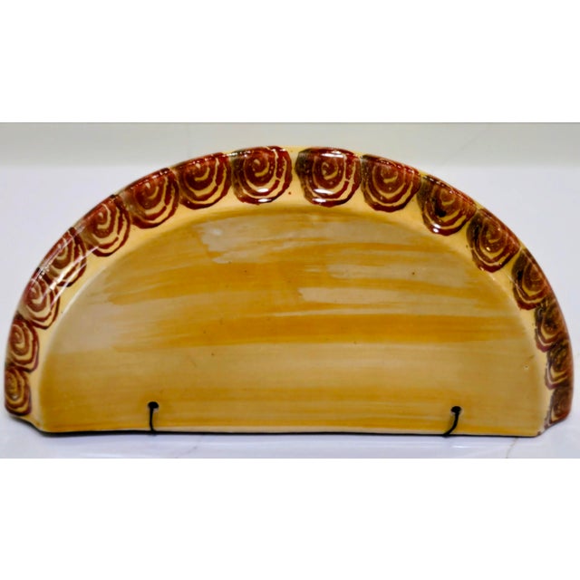 Ceramic Vintage Italica Ars Italian Majolica Wall Pocket Planter, Scalloped Ceramic Hanging Jardiniere For Sale - Image 7 of 10