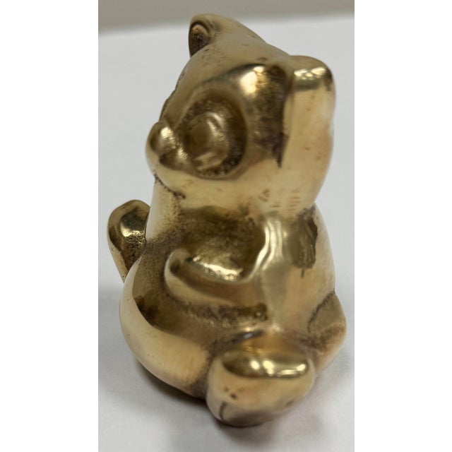 Mid 20th Century Vintage Seated Brass Panda Paper Weight* For Sale - Image 5 of 6