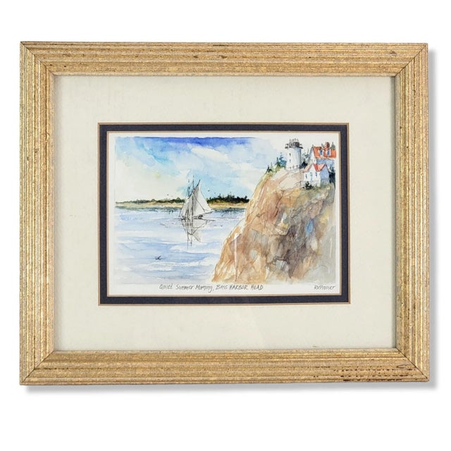 Framed Ray Prosser "Our Quiet Morning, Bass Harbor Head" Watercolor Painting For Sale - Image 11 of 11