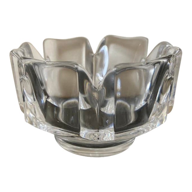 Scandinavian Crown Orrefors Crystal Paperweight or Catchall Bowl, Signed For Sale