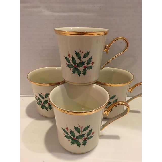 Gold Rimmed Lenox Holiday Mugs Set of 4 Chairish