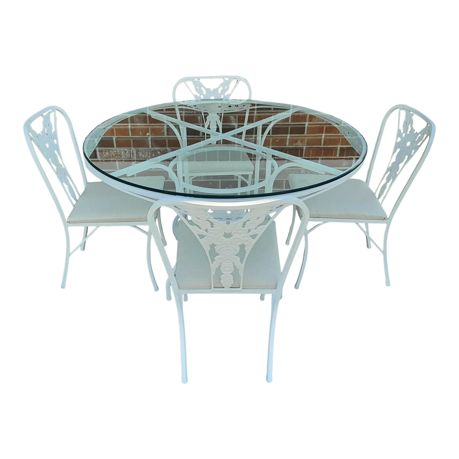 Vintage Cast Aluminum Patio Table & 4 Chairs Chairish