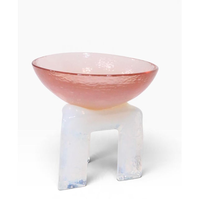 Post Modern Art Glass Bowl on Stand by Hudson Beach Studio C. 1980's For Sale - Image 4 of 9