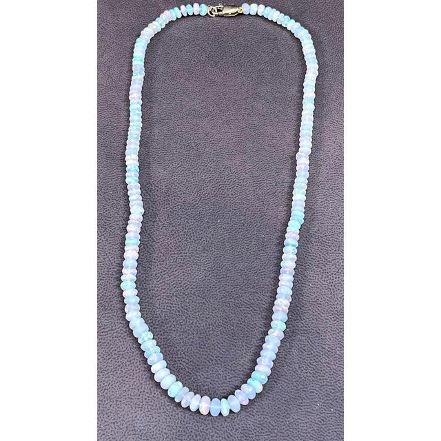Natural Opal Faceted Bead Single Strand Necklace on Sale 14 K Gold Lobster Clasp For Sale - Image 17 of 18