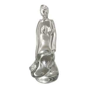 1990s Large Luigi Moro Hand Blown Glass Nude Lady Woman Mermaid Sculpture Statue Art