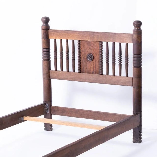 French 1940's French Carved Wood Bed Attributed to Charles Dudouyt For Sale - Image 3 of 12