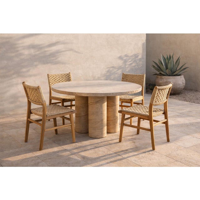 Modern Beige Faux Stone Outdoor Dining Table For Sale In Los Angeles - Image 6 of 6