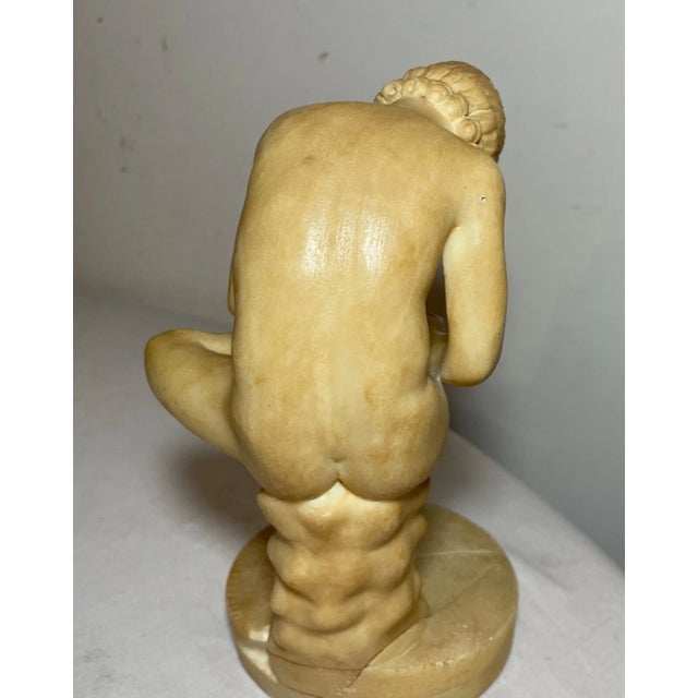 Antique Hand Carved Alabaster Stone Boy With Thorn in Foot Sculpture Statue Art For Sale - Image 11 of 16