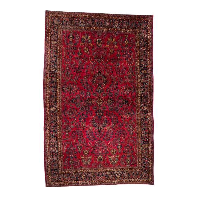 Antique Red Persian Sarouk Rug - 10'01 X 15'09 For Sale