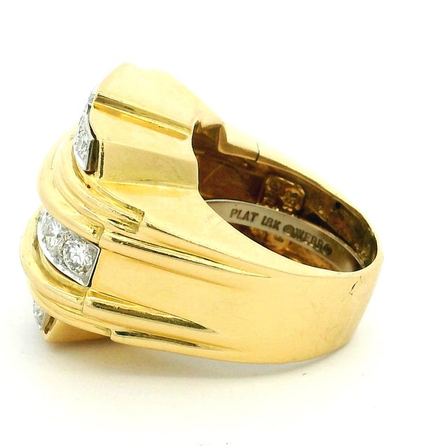 Vintage David Webb 18k Gold & Platinum Diamond Band Ring, Size 8 For Sale - Image 9 of 14