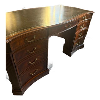 Late 20th Century Maitland Smith French Regency Louis XVI Flame Mahogany Serpentine Desk For Sale