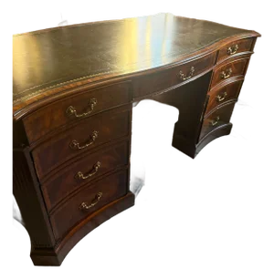 Late 20th Century Maitland Smith French Regency Louis XVI Flame Mahogany Serpentine Desk