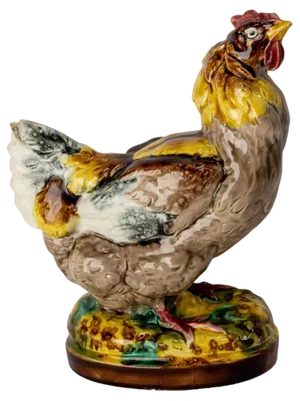 Ceramic Rooster Figurine, France, 1900s