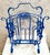 Shabby Chic Vintage Mid Century Blue Enameled Scrolled Iron and Flowers Magazine Rack For Sale - Image 3 of 12