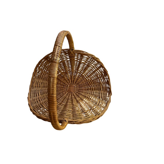 Wood 1970s Vintage Wicker Flower Gathering Basket For Sale - Image 7 of 7