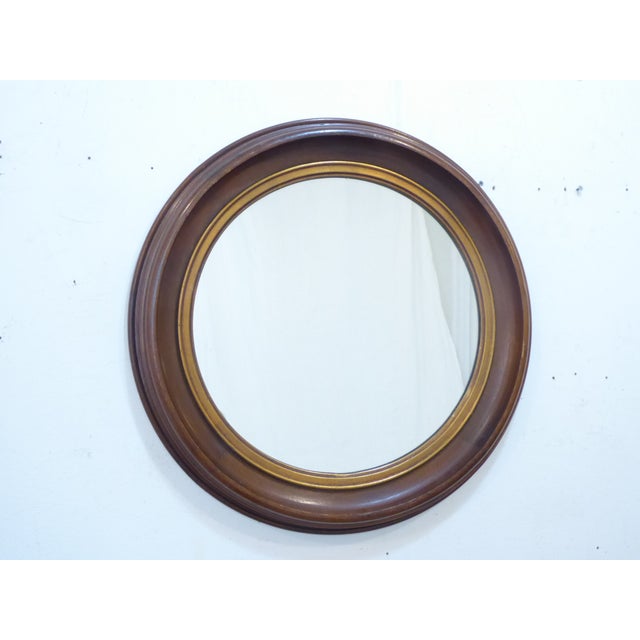 Antique Amerian Walnut Round Mirror For Sale - Image 4 of 4