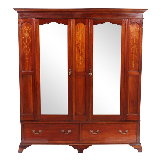 Art Nouveau Inlaid Mahogany Armoire Chairish