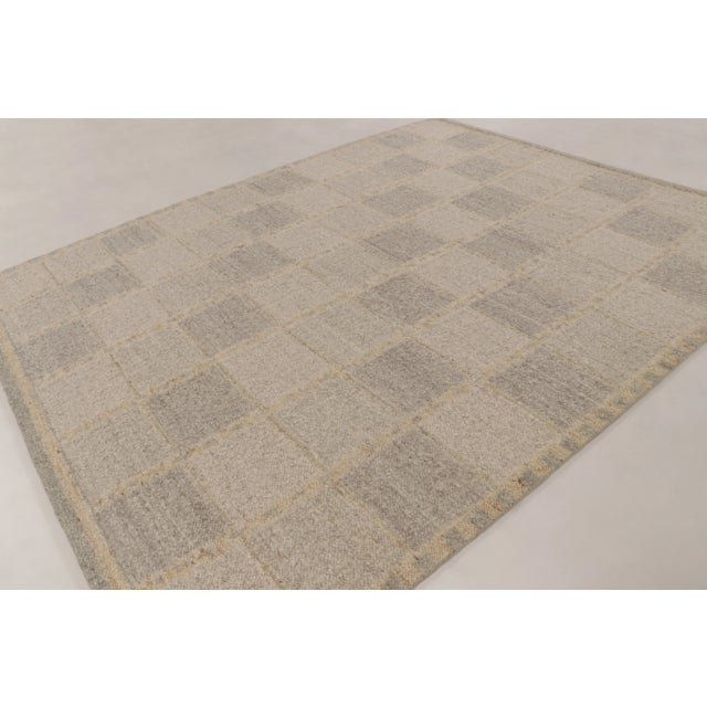 Rug & Kilim Contemporary Scandinavian Style Checkered Grid Wool Rug by Rug & Kilim, India For Sale - Image 4 of 10