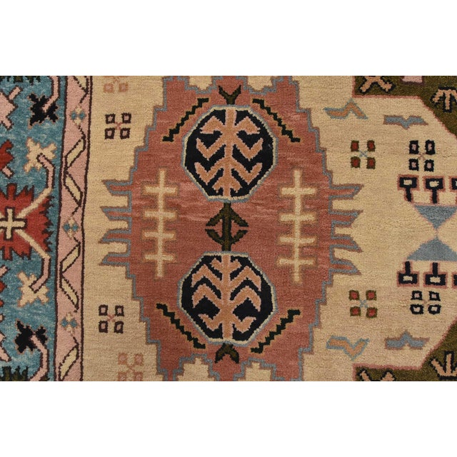 Heriz Rug 5’11” X 8’6” Ivory Wool Vintage Tribal Hand-Knotted Oriental Carpet For Sale - Image 9 of 15