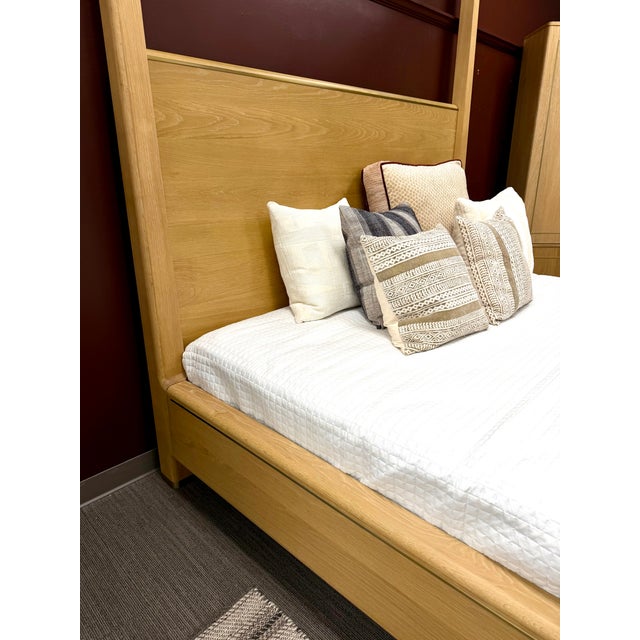 Case & Canvas "Angelo" King Sized Canopy Bed in Natural Oak With Brass Accents For Sale - Image 4 of 13