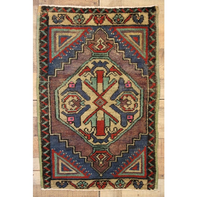 Purple Vintage Turkish Yastik Rug - 01'08 X 02'06 For Sale - Image 8 of 9
