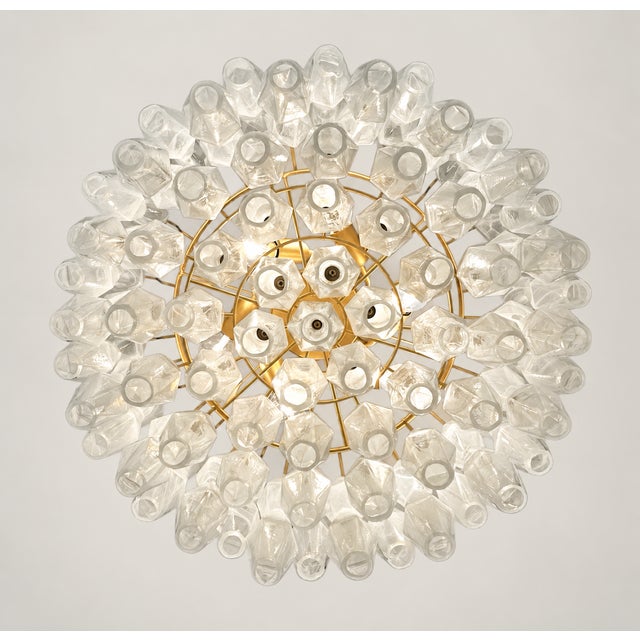 Alabaster White Murano Glass Pendant Light with Polyhedrons from Justfurnituress SRL For Sale - Image 6 of 10