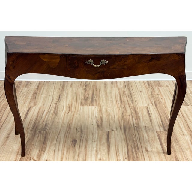 Mid 20th Century Italian Saber Leg Burlwood Console Table or Writing Desk For Sale - Image 5 of 17