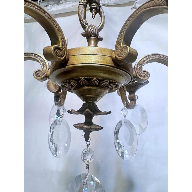 Brass 1920s Classic Brass Spanish Style Chandelier For Sale - Image 8 of 11