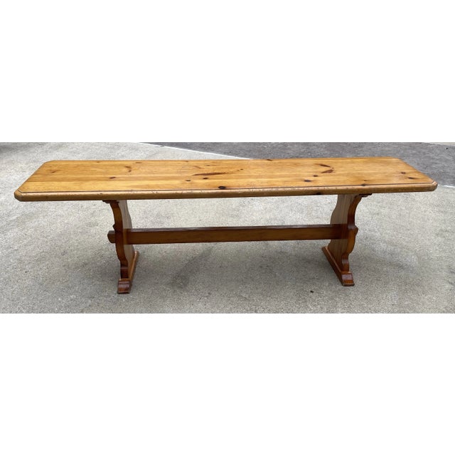 Mid 20th Century French Country Brutalist Trestle Bench For Sale - Image 5 of 10