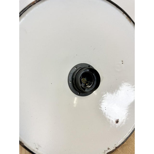 Industrial Blue Enamel Factory Pendant Lamp with Cast Aluminium Top, 1960s For Sale - Image 14 of 16