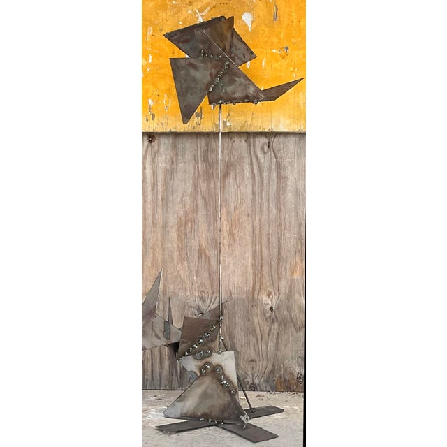 Contemporary Abstract Welded Steel Kinetic Sculpture For Sale - Image 4 of 7